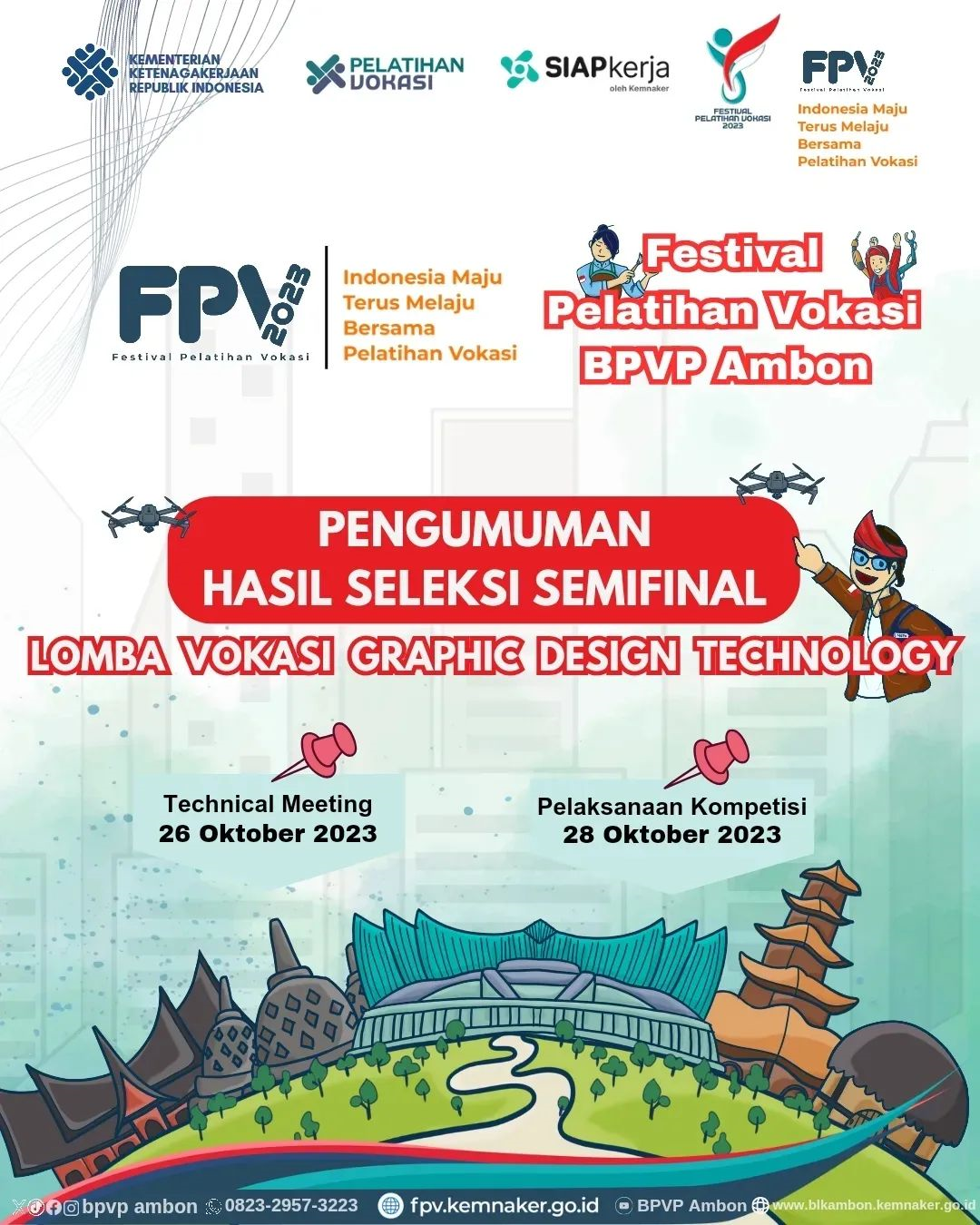 Hasil Seleksi Semifinal Lomba Vokasi Graphic Design Technology BPVP Ambon Tahun 2023