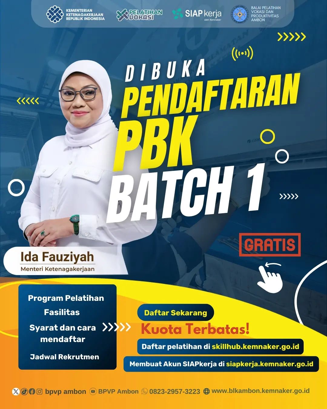 Dibuka pendaftaran Pelatihan Berbasis Kompetensi (PBK) Batch 1  Boarding dan Non BoardingTahun 2024