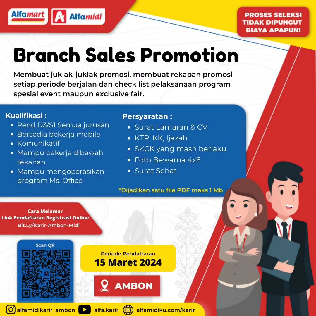 Lowongan Pekerjaan Ambon untuk Posisi Branch Sales Promotion