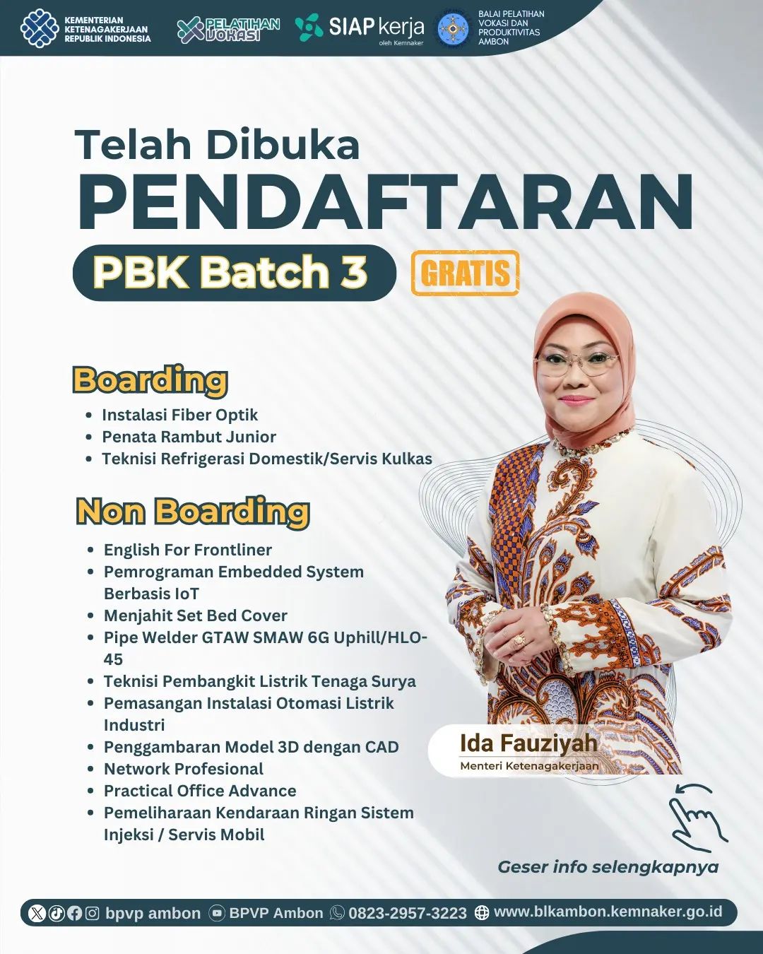 Dibuka Pendaftaran Pelatihan Berbasis Kompetensi (PBK) Batch 3 Tahun 2024