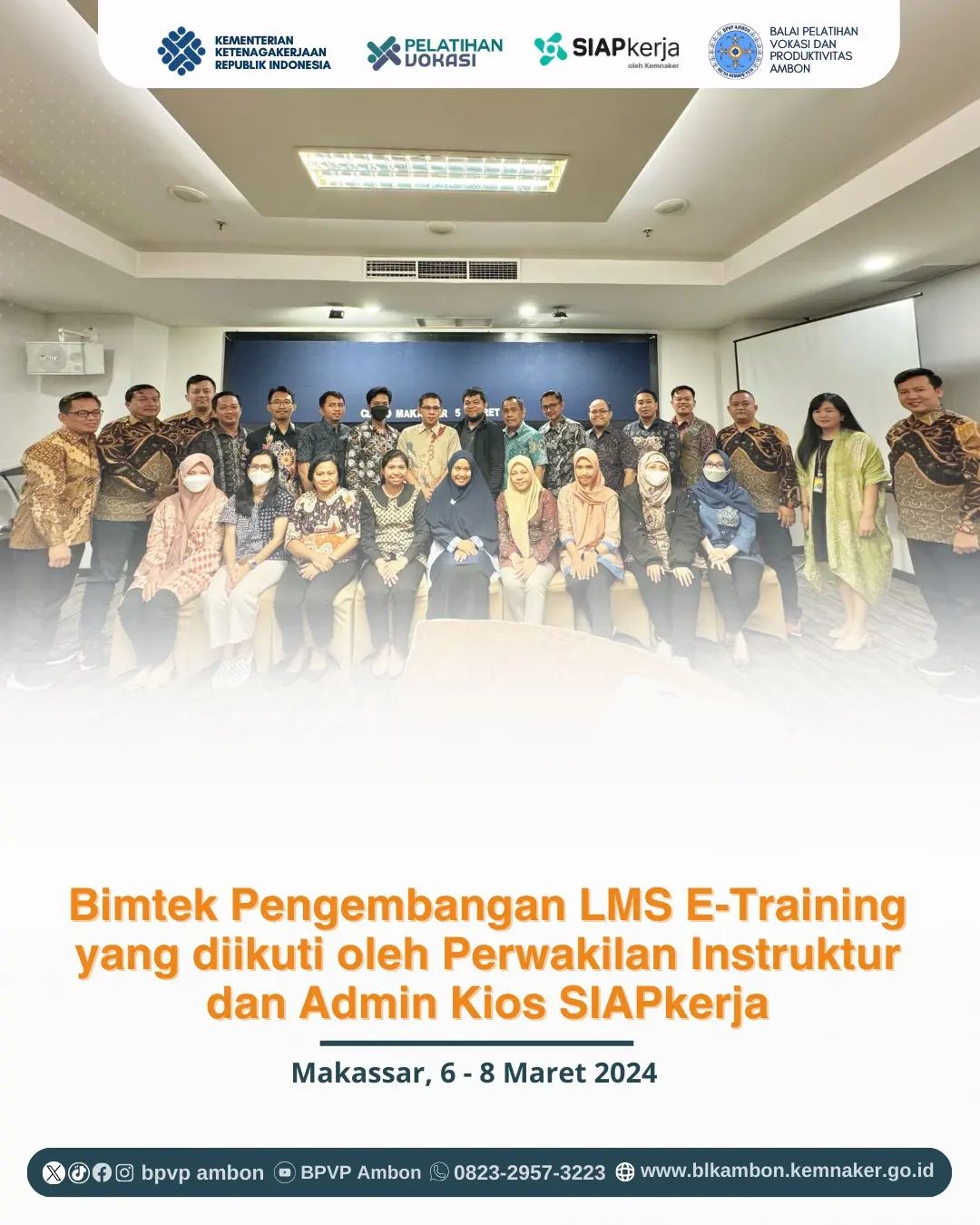 BPVP Ambon mengikuti kegiatan Bimtek Pengembangan LMS e-Training Kemnaker